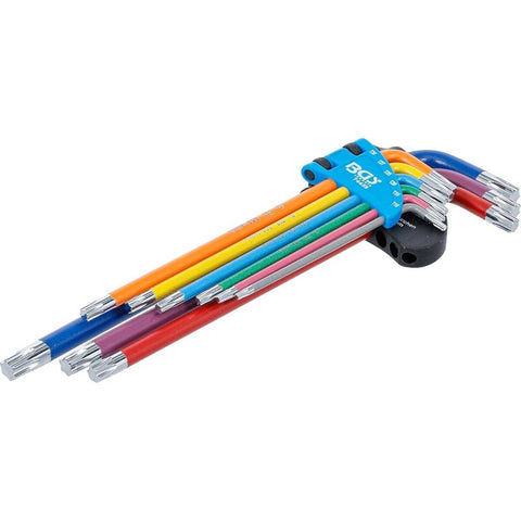 JUEGO DE LLAVES ALLEN | MULTICOLOR | EXTRA LARGA | PERFIL EN T (PARA TORX) T10 - T50 | 9 PIEZAS | BGS 74459