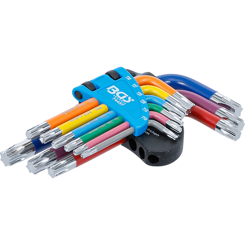 JUEGO DE LLAVES ALLEN | MULTICOLOR | CORTO | PERFIL EN T (PARA TORX) T10 - T50 | 9 PIEZAS | BGS 74457