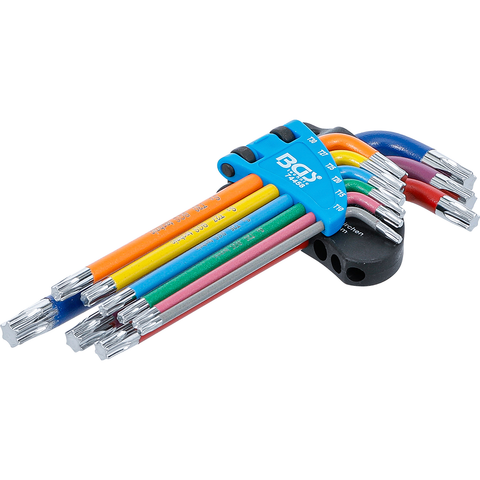 JUEGO DE LLAVES ALLEN | MULTICOLOR | PERFIL EN T (PARA TORX) T10 - T50 | 9 PIEZAS | BGS 74458