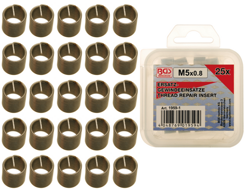 Insertos roscados de repuesto "helicoil" M15 x 0.8 | 25 Piezas